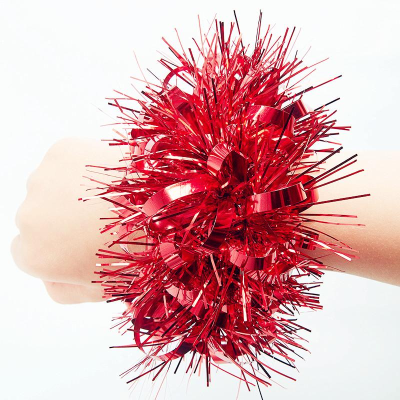 Metallische Lametta-Handgelenkschmuck-Armbänder, Großpackung Glitzernde Pompon-Armbänder für Kinder-Tanzaufführungen, Cheerleading & Party-Dekoration