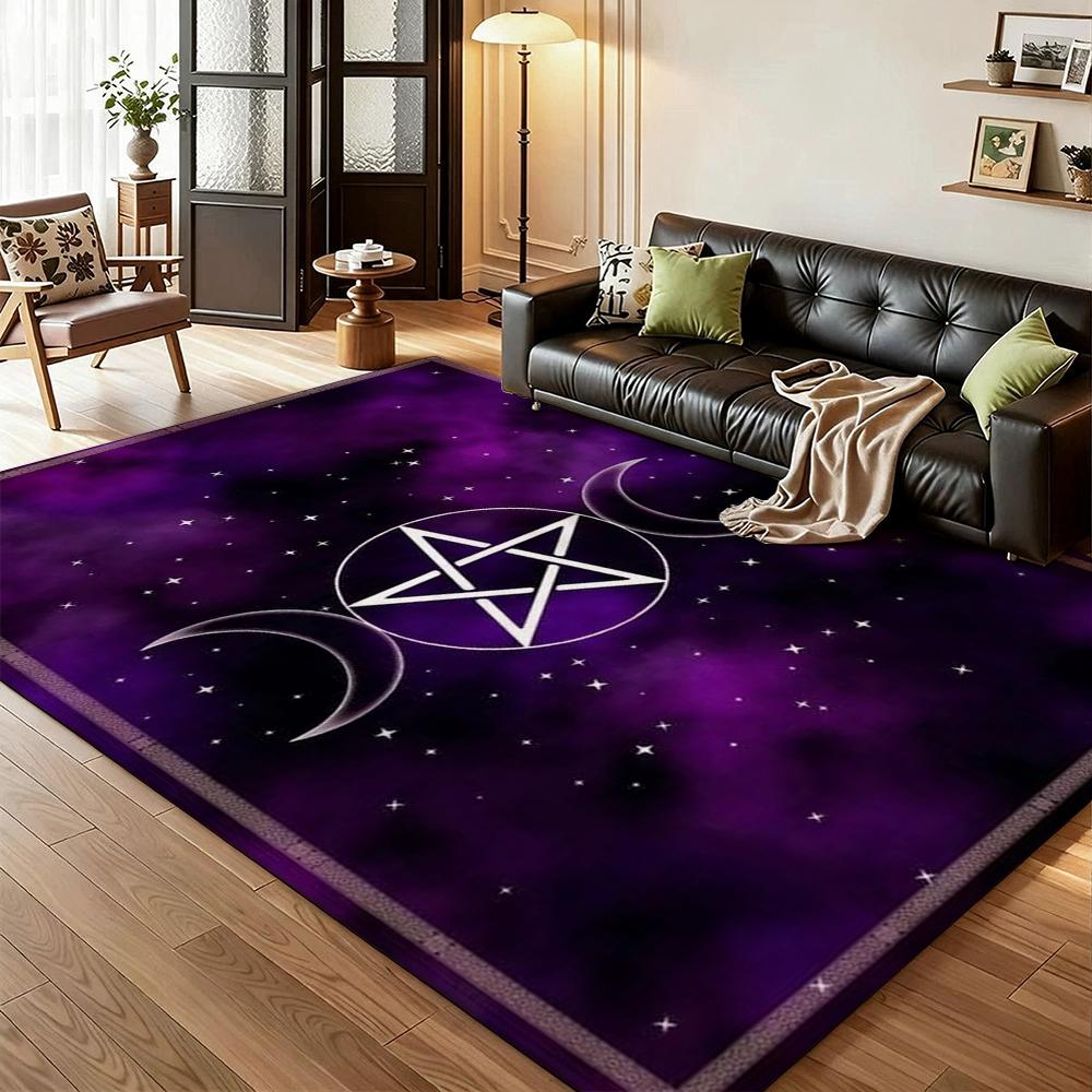 Dark Baphomet Grimoire Pentagram Patterned Rug Durable Stainresistant Easyclean Carpet For Bathroom Kitchen Home Decor Valentine'S Day Gift
