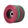 Ruiyan 4" Vertical Angle Flap Wheel: Abrasive Polishing & Wire Drawing Tool with Scouring Pad.
