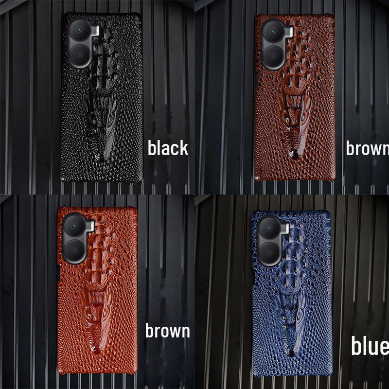 "Honor Play 40 Phone Case: Genuine Leather Half-cover with Cowhide Dragon Head Pattern, Protects Play 20Pro.