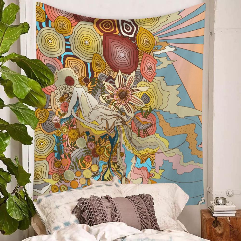 witch skull skull flower sexy girl wall art blanket abstract rug fabric tapestry room outdoor wall hanging