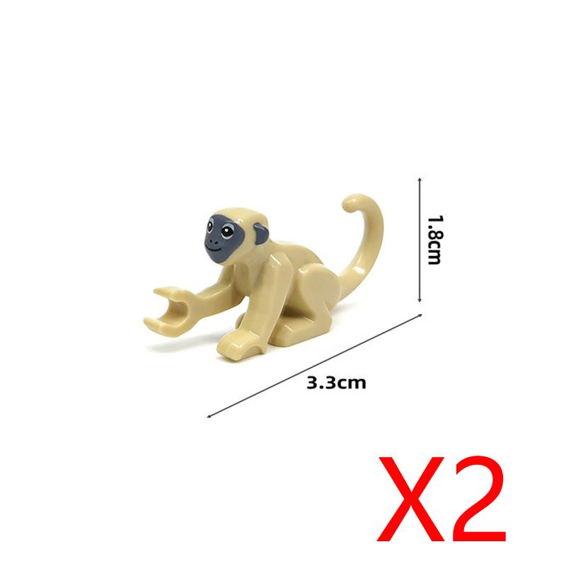 MOC Wild Animals Building Blocks Set Monkey Cow Bear Orangutan Leopard Snake Camel Mini DIY Model Compatible Bricks Kids Toy T19