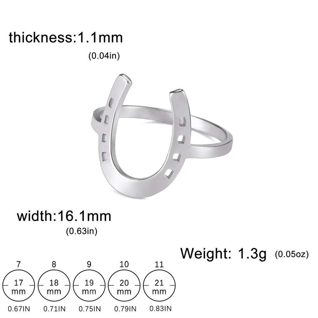U-Shaped Horseshoe Women Ring Stainless Steel Gold Color Finger Rings Fashion Lucky Jewelry Birthday Gift for Friends