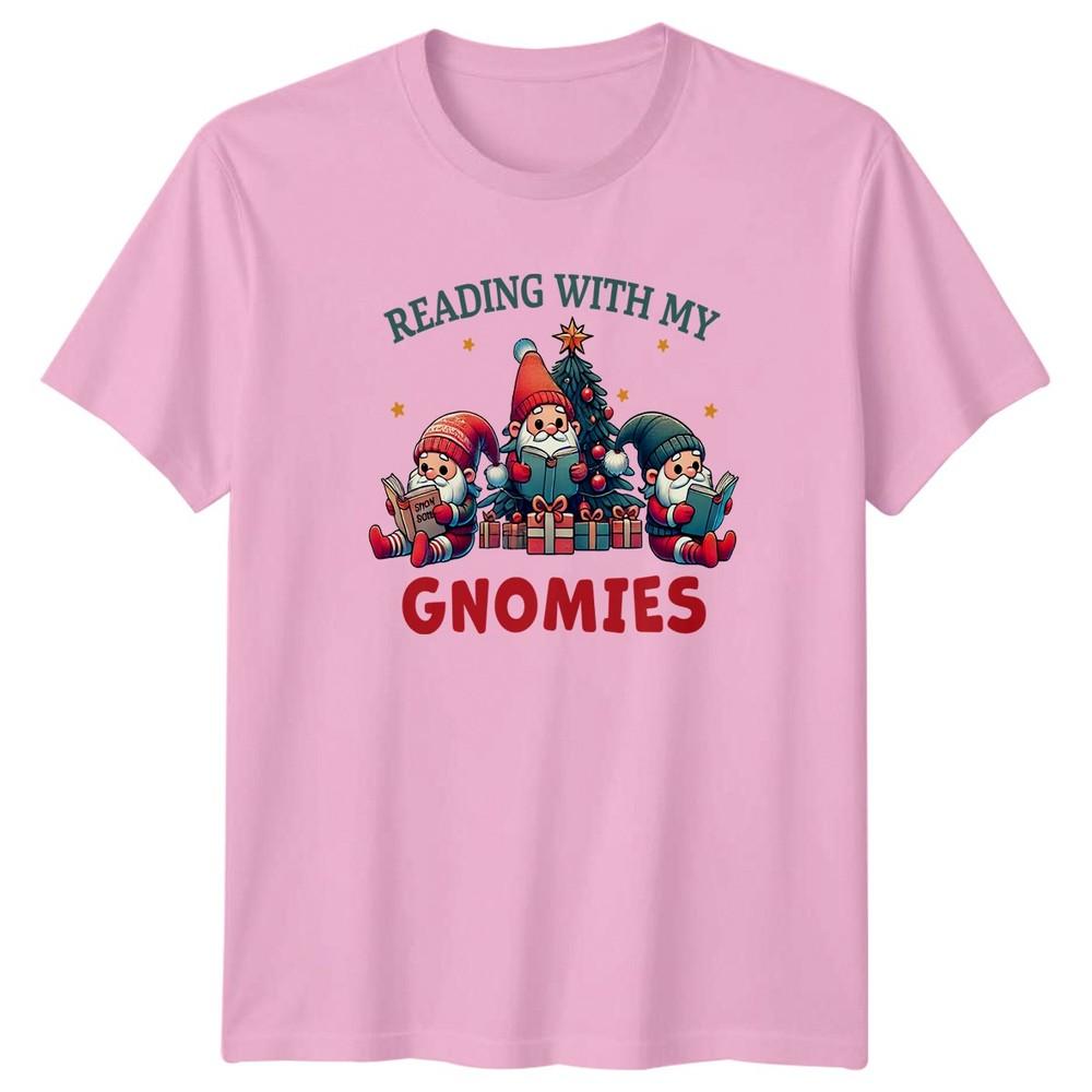 Reading With My Gnomies Christmas Holiday Unisexs TShirt Unisexs Tee Graphic Top
