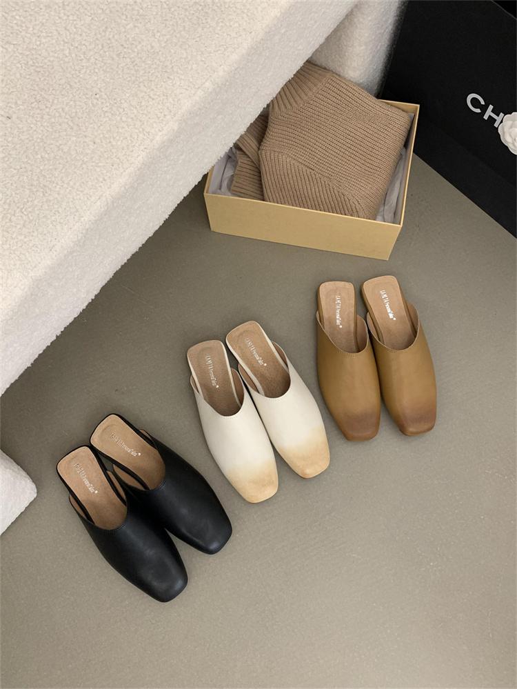 Fashion New Summer Slippers Summer Soft PU Leather Shoes Retro Flats Slip-on Sandals Beach Slippers Leisure Walking Zapatos Para Mujer