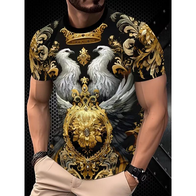 2026 Men's 3D Cartoon Animal Print T-Shirt Soft Stretch Fabric Soft Stretch Polyester Fabric For Men Casual Summer Tops Clothes