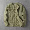 Autumn Winter Men's Cotton Jacket Vintage Thick Warm Solid Geometric Pattern Overcoat Casual Long Sleeve Coats