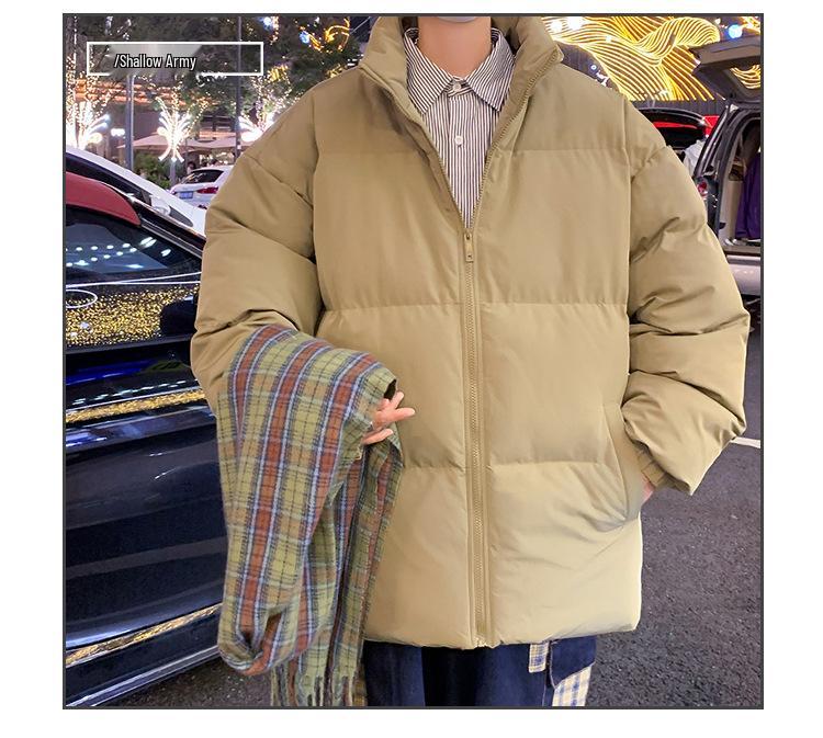 Unisex Trendy Stand Collar Thick Puffer Jacket - Winter Cotton-Padded, Loose Fit for Men and Women