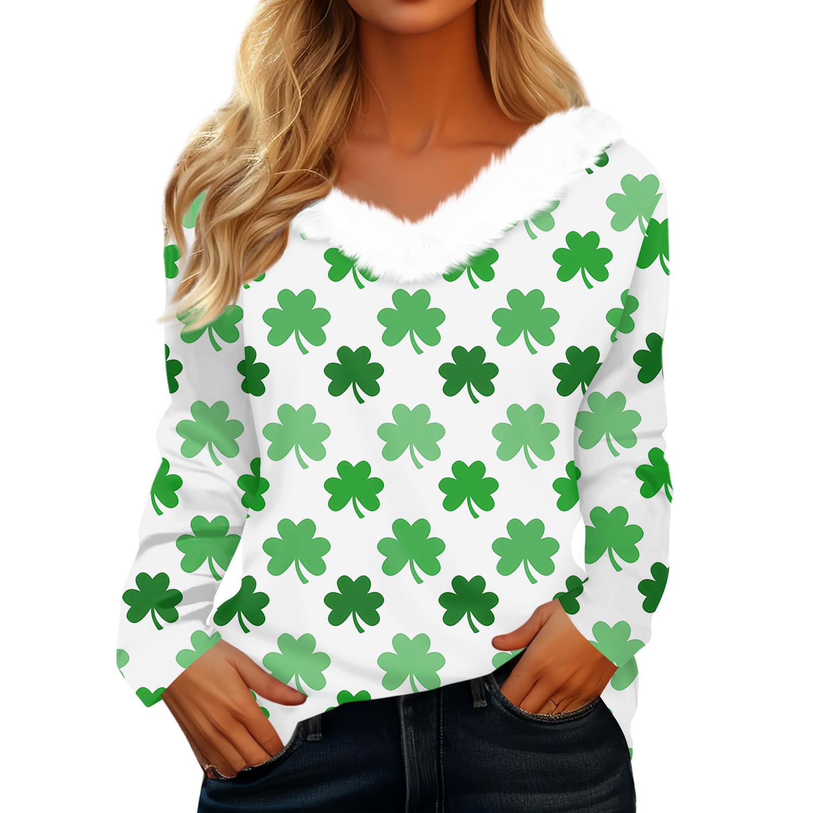 

Женская футболка с длинным рукавом и V-образным вырезом, повседневная, свободного кроя, с принтом Saint Pao S