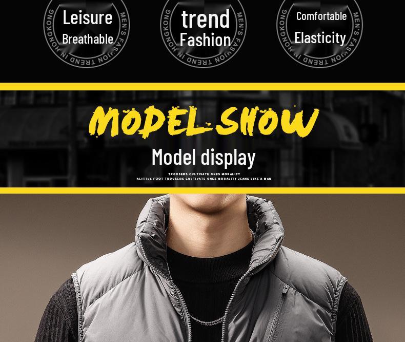 Men's Trendy Stand Collar Down Vest - Autumn/Winter Warm Workwear Jacket
