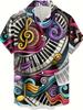 Chemise Décontractée Homme Motif Vintage Notes de Piano Abstrait Impression 3D, Chemise Hawaïenne Streetwear Rock Hip-Hop