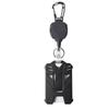1Set Black Retractable Keychain Heavy Duty Carabiner Easy-Pull Buckle Wire Rope Badge Holder Edc Tool