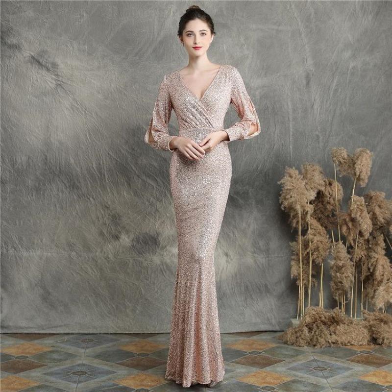 Evening dress skirt light luxury niche high-end banquet dress temperament celebrity stunning sequined party fishtail skirt