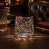 Rotating Whiskey Glass, Hand Painted Swivel Tumbler with 360-degree Spinning Base, Faux Crystal Liquor Glass Cup for Home Bar