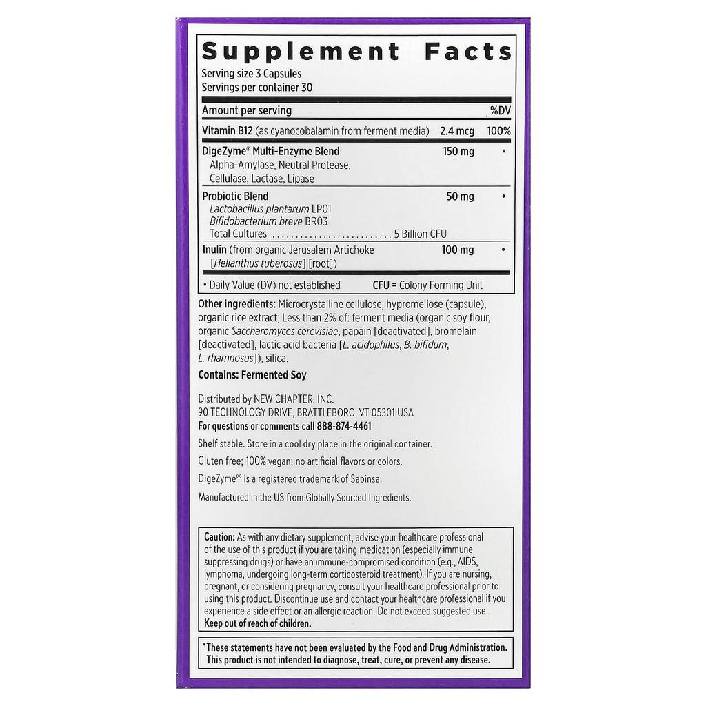 New Chapter, All Flora™ Probiotic Enzyme Complex, Vegan Capsules 90 Tablets