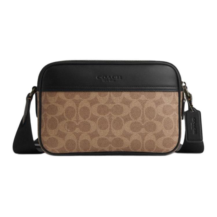 Coach Graham Artificial Leather With Cow Leather Shoulder Bag, Crossbody Bag Medium Men's Brown & Yellow & Black CV921-QBNRX