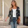 Cardigan décontracté léger ample à manches 3/4 imprimé pour femme pour Halloween