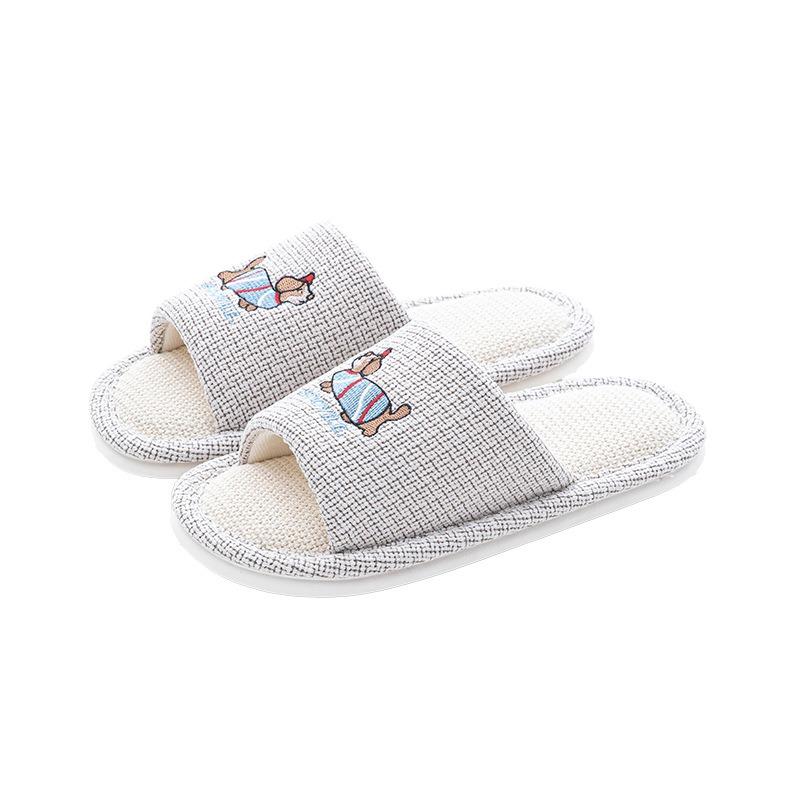 Home Indoor Sausage Dog New Linen Slippers Women's Summer Casual Breathable Couple Non-slip Household Soft Bottom Slippers Men