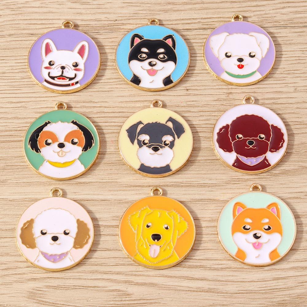 10Pcs/Set Handmade Enamel Dog Charms Alloy Necklace Charms Cute Jewelry Making Charms  Jewelry
