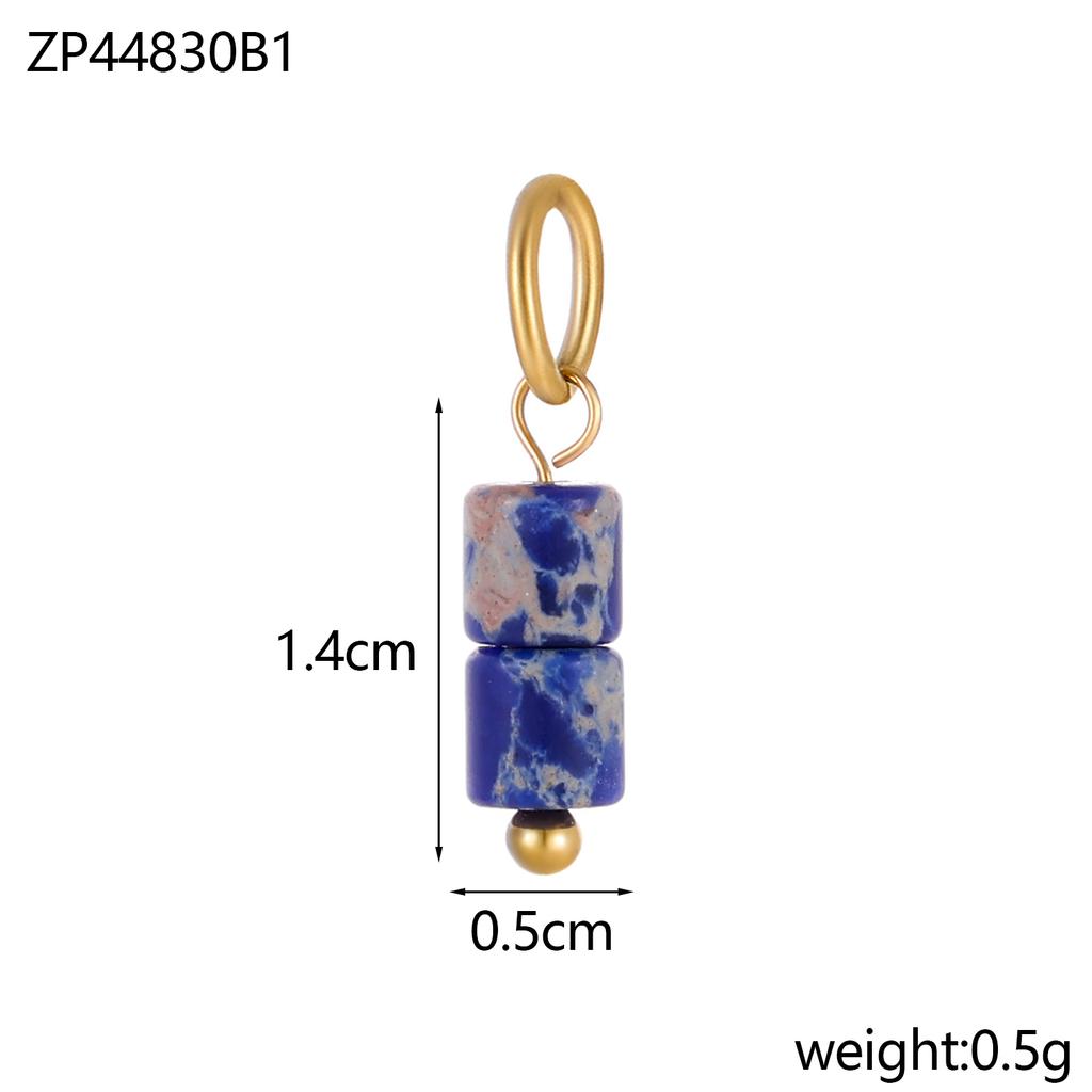 Trend Colorful Handmade Natural Stone DIY Necklace Charm Pendant 18K Gold Plated Stainless Steel Accessories Fashion Jewelry