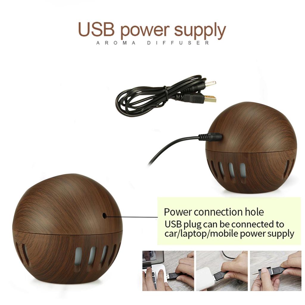 USB Mini Wood Grain Car & Home Humidifier Air Purifier