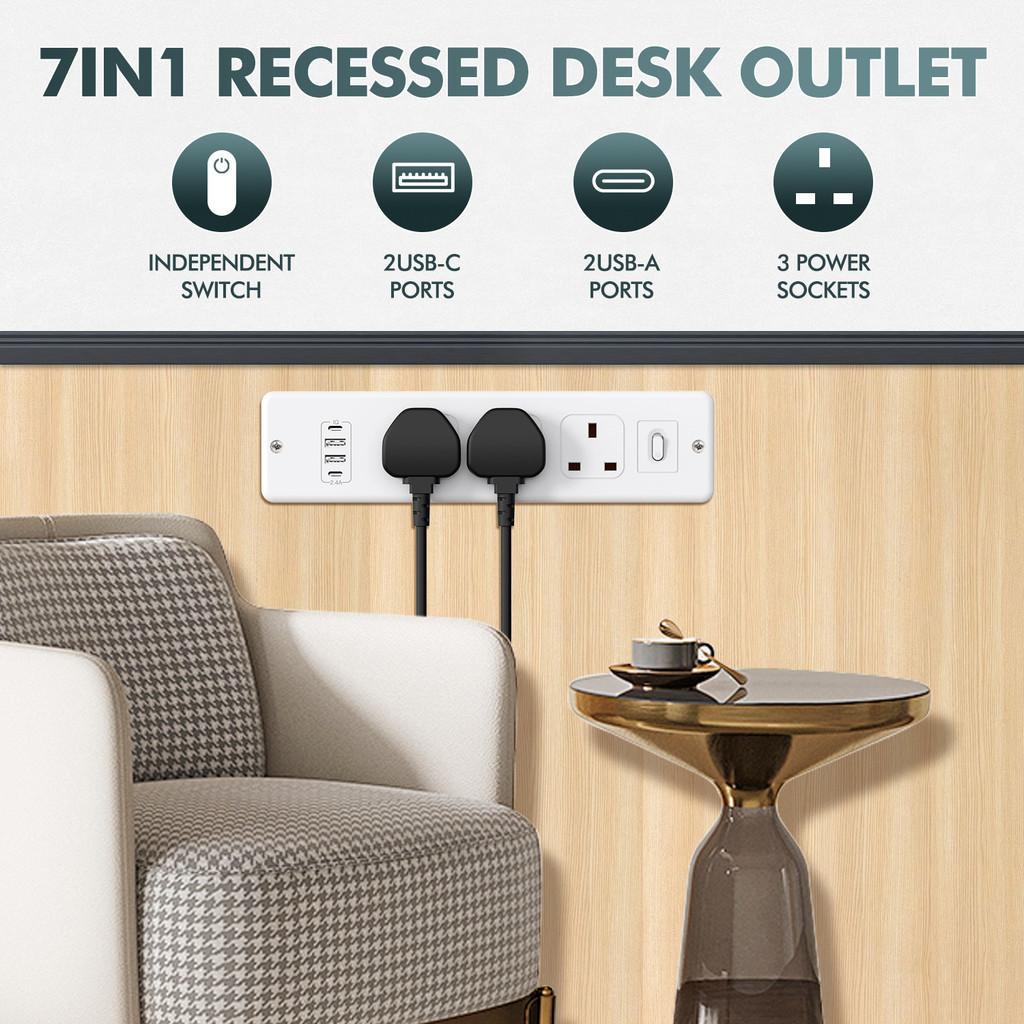 Electric Hidden Outlets Household Appliances Concealed Socket Plug Built-in Desktop Socket AC110 250V Extension Power Strip