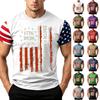 Men's Loose Fit Short Sleeve T Shirt Casual Summer Daily Wear Flag Print Lightweight Breathable Fabric Crew Neck
