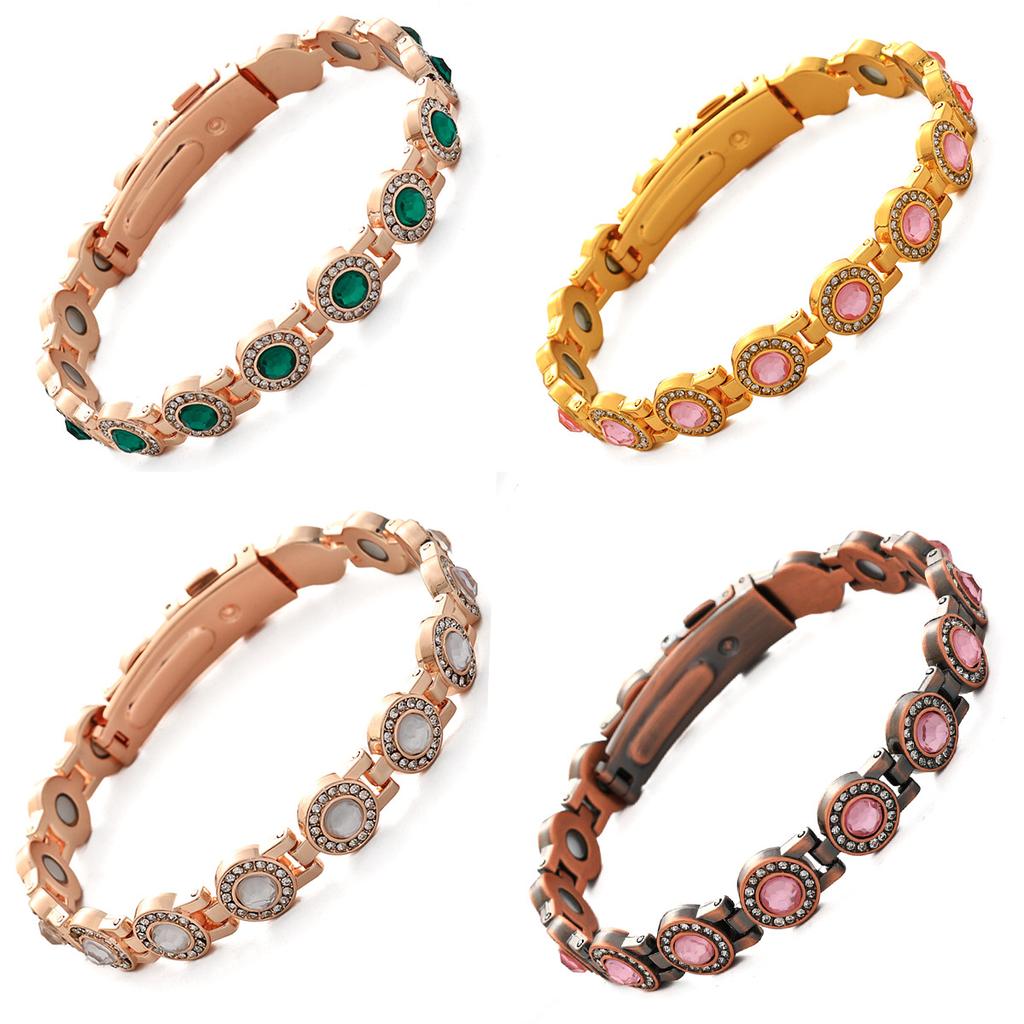 Explosive light luxury round full diamond alloy single row clasp magnet bracelet spot fast delivery