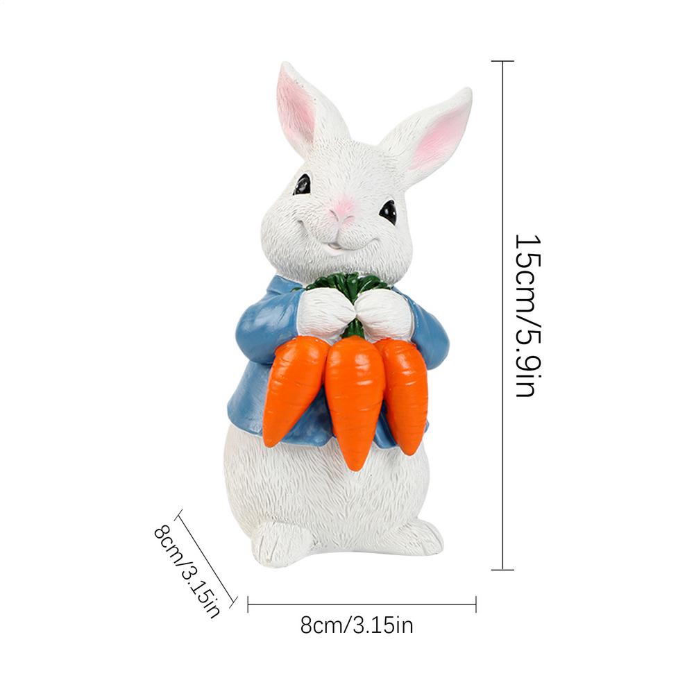 Easter Bunny Ornament Cute Cartoon Resin Figurine Rabbit Holding Egg/carrot Ornament Spring Holiday Home Decor