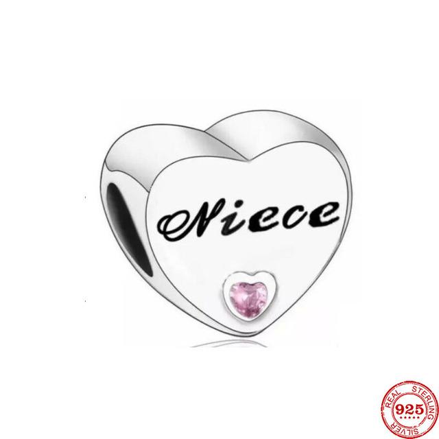 Fit Bracelet Original Mode 925 Argent Sterling Nan Grand-mère Papa Soeur Fille Femme Maman Meilleur Ami Tante Je T'aime Coeur