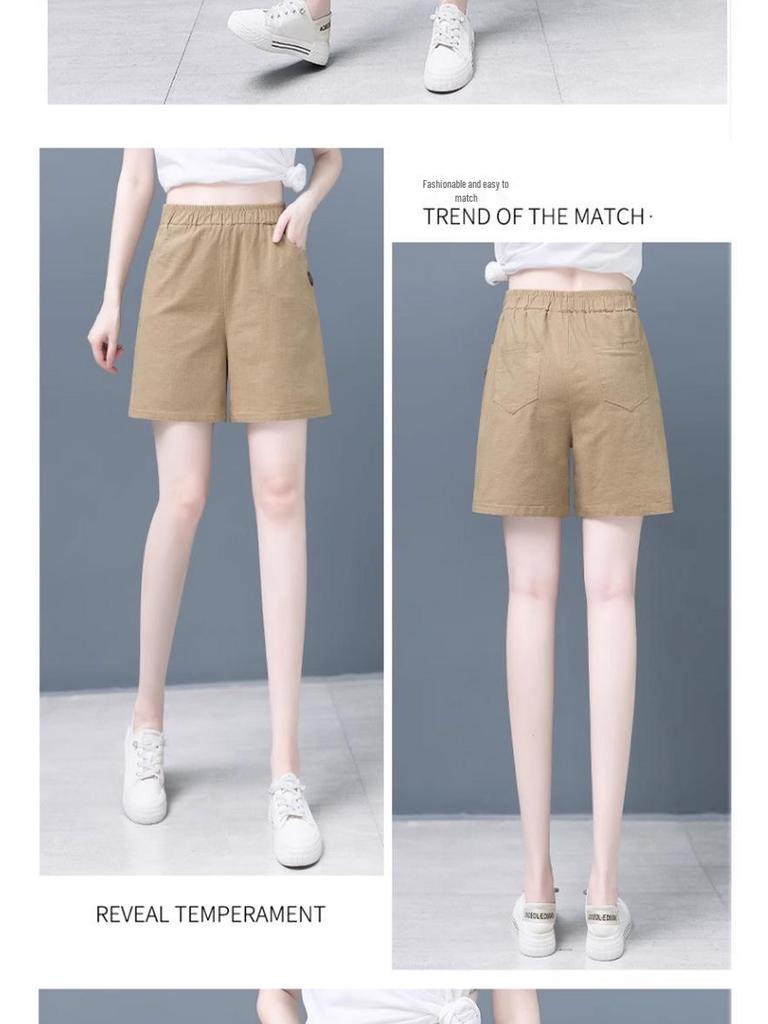 2025 Women's High-Waisted Wide-Leg Capris, Summer Casual Loose Fit Plus Size Shorts for Middle-Aged Moms
