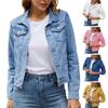 Damska kurtka dżinsowa jednorzędowa jednokolorowa, z klapami i kieszeniami sweter rozpinany ciepłe guziki Slim Fit główna ulica damska płaszcz do szkoły