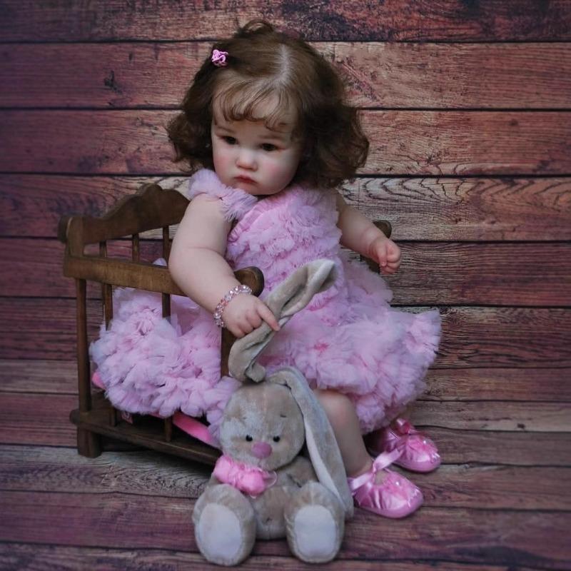 24 Inch Reborn Babies Doll Charlotte 60cm Soft Cloth Body Cotton Stuffed Imitation Baby Dolls Realistic Implanted Newborn Doll for Child Birthday Gift