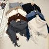 Korean-style Relaxed Style Wool Blend Fringed Triangular Shawl for Thick Outerwear In Autumn and Winter, Decorative Large Scarf