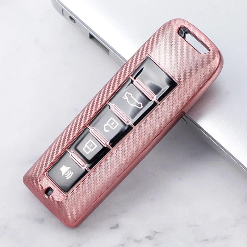 

Для Great Wall WEY Wey VV5 VV6 VV7 A1 A3 A4 A5 A7 A8 автомобильный чехол для смарт-ключа из ТПУ, защитная сумка из углеродного волокна, брелок, брелок розовый