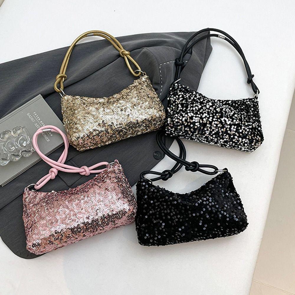 Solid Color Blingbling Sequins Bag Glitter Korean Style Sequins Shoulder Bags Phone Purse Handbag Evening Clutch Bag