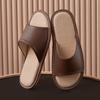 Leather slippers first layer cowhide indoor home beef tendon bottom non-slip genuine leather linen slippers women's high sense of home