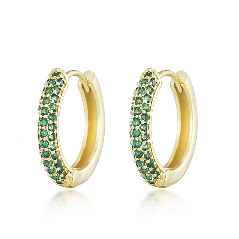 Classic Round Hoop Earrings For Women AAAA Zirconia Gold Color Elegant Wedding Huggie Ear Buckle Fashion Daily Jewelry Earrings