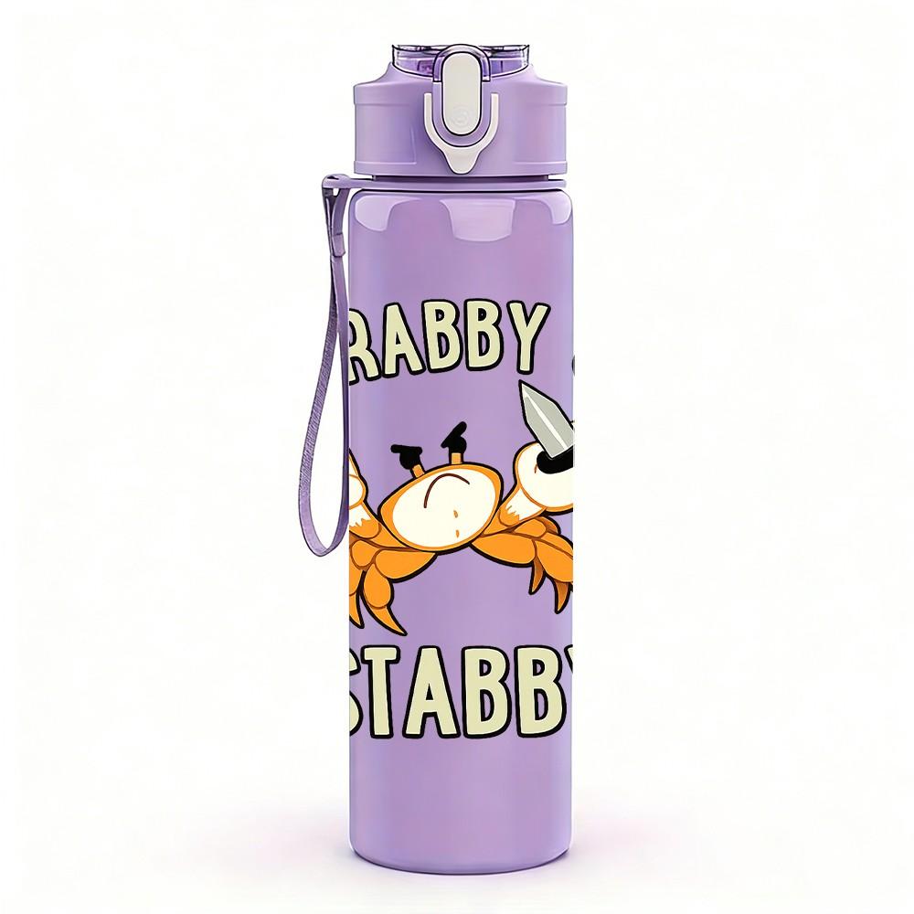 1PC Chubby And Sassy Crab Cartoon Print 750ml Color Plastic Sports Water Bottle Leakproof Flip Straw Lid Suitable for Sports Office Home Use