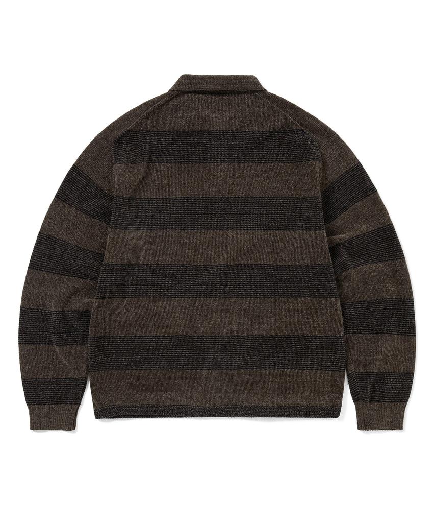 THISISNEVERTHAT Gd Lightning Velvet Knit Polo Brown