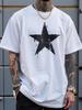 Black Star Grunge Minimalist Rock Themed Casual Style Graphic Print Adult Men Rock Fans Lovers Of Gr