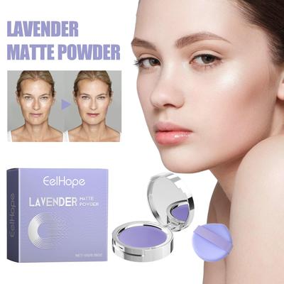 EELHOPE Polvo Compacto Ligero Mate Lavanda - Acabado Mate Nebuloso, A Prueba de Manchas, Natural, Larga Duración.