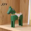 Nordic Home Decor Horse Hand Painted Dala Trojan Figurine, Solid Wood Traditional Swedish Statue, Rustic Decorative Tabletop Ornament for Farmhouse