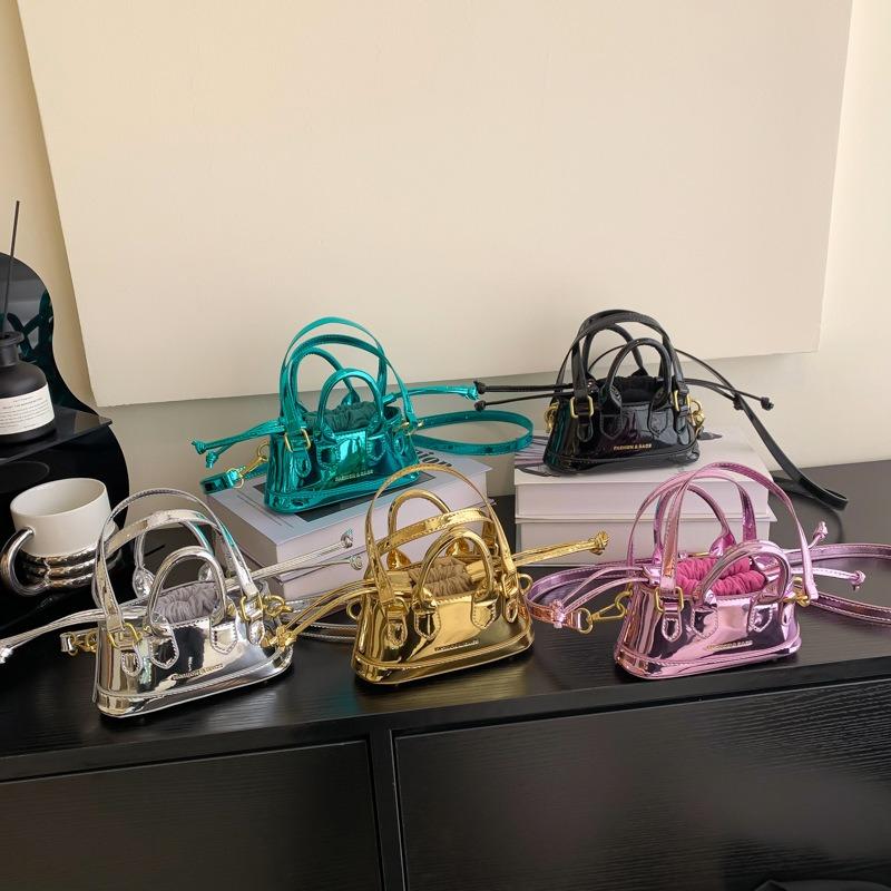 New patent leather laser glossy women's bag mini hand bag shell women's messenger bag mouth red envelope