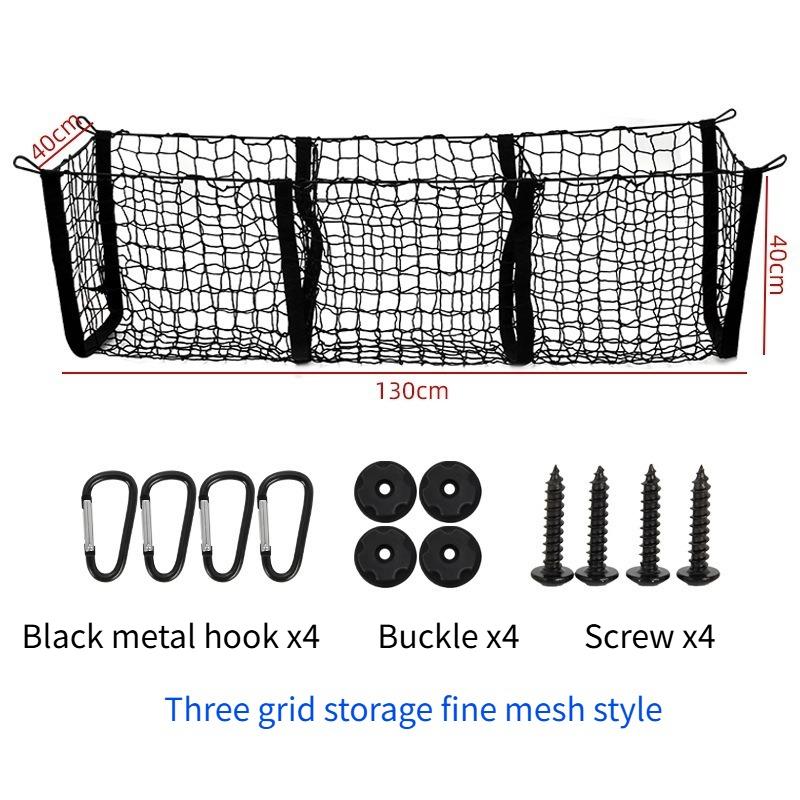 3Pocket Cargo Net Stretchy Trunk Storage Organizer Net Heavy-Duty Luggage Holder with Mount Kit for SUV Pickup Truck Van Toyota