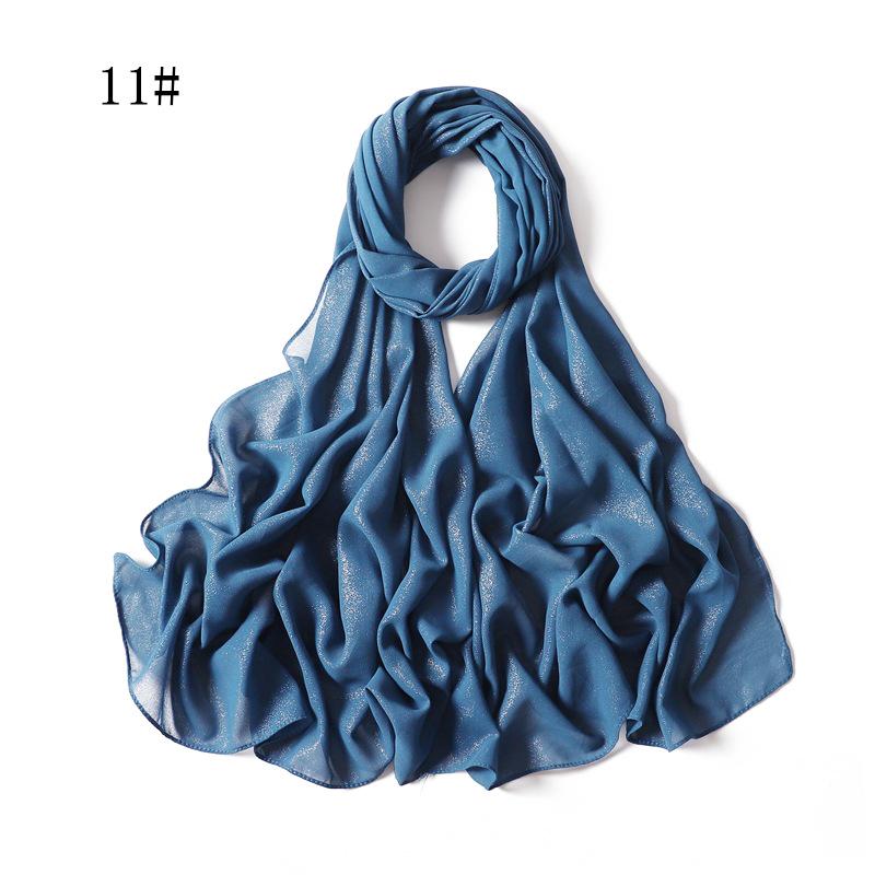 New Style Women's Silver Pearl Chiffon Long Scarf