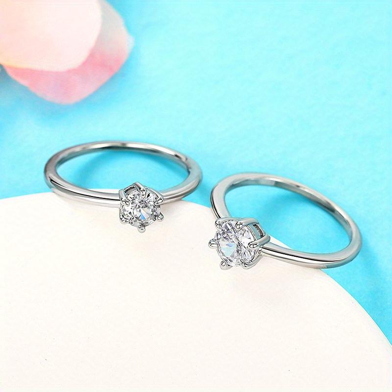 1Pc Synthetic Zircon Couple Ring, Men's and Women's Accessories Proposal Ring, Gift Ring.