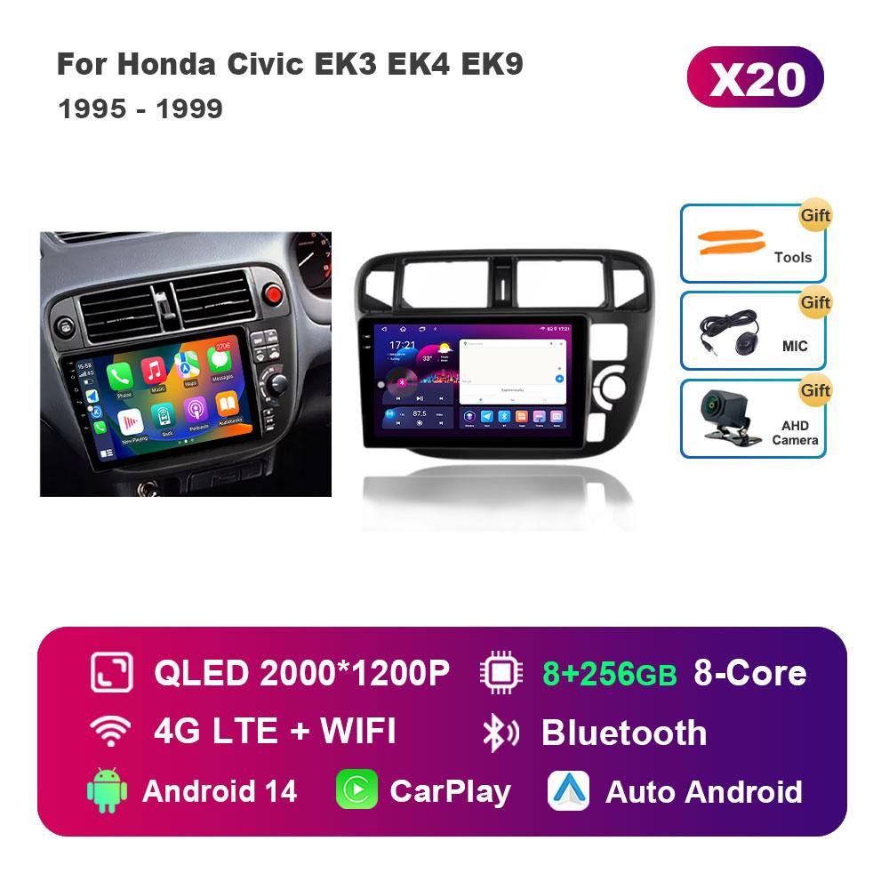 Navigation GPS Android 14 for Honda Civic EK3 EK4 EK9 1995 - 1999 Car Radio Multimedia Player BT HD Screen 4G DSP Stereo WiFi
