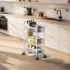 Metal Frame Kitchen Cart with Metal Mesh, Rust-Resistant, Small Item Storage, 3 Shelves, 26.5cm Wide x 45.5cm Deep x 63.5cm High [Parallel Import]