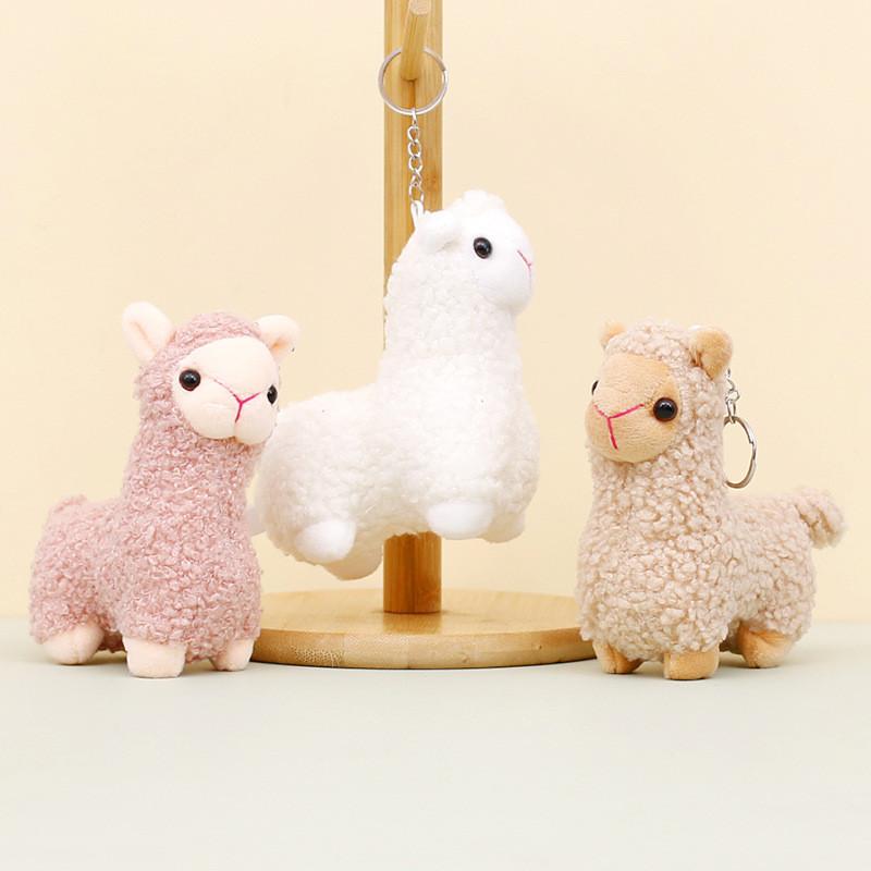 Sweet Cartoon Llama Keychain Soft Plush Toy With Pp Cotton Filling 12cm
